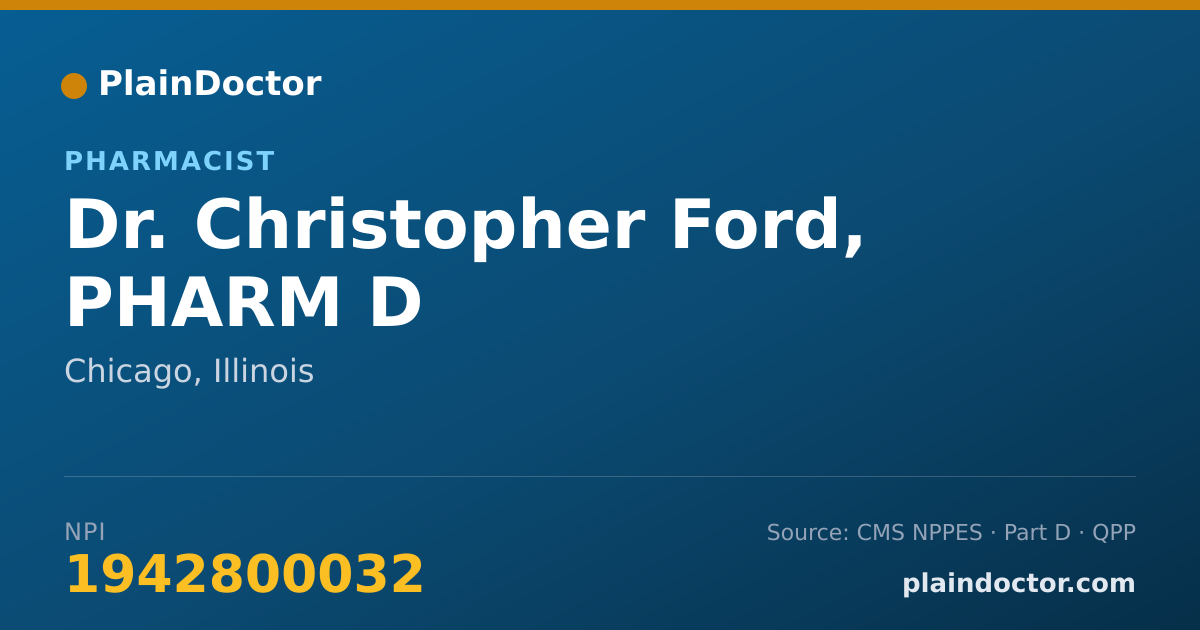 Shareable card for Christopher Ford, PHARM D - Pharmacist, Chicago, IL