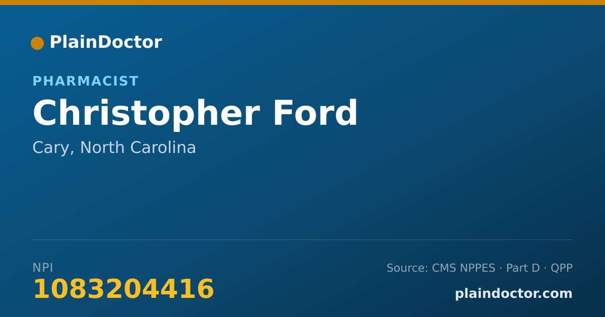 Shareable card for Christopher Ford - Pharmacist, Cary, NC