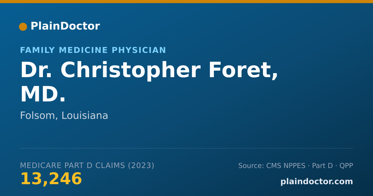 Shareable card for Christopher Foret, MD. - Family Medicine Physician, Folsom, LA