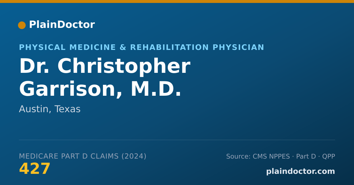 Shareable card for Christopher Garrison, M.D. - Physical Medicine & Rehabilitation Physician, Austin, TX