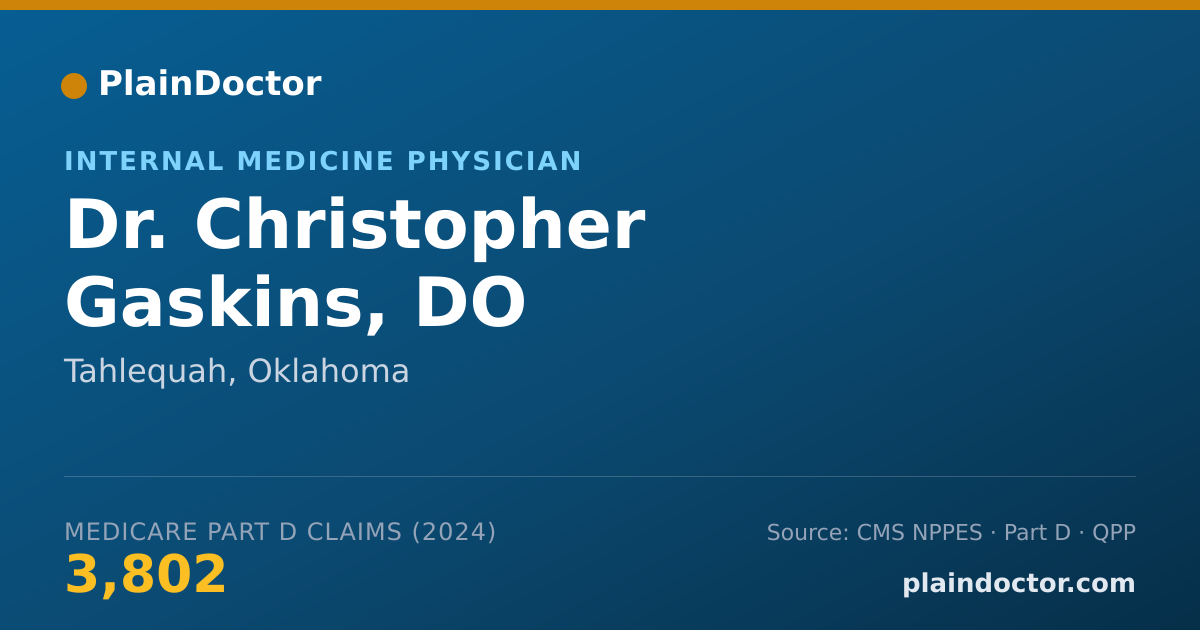 Shareable card for Christopher Gaskins, DO - Internal Medicine Physician, Tahlequah, OK