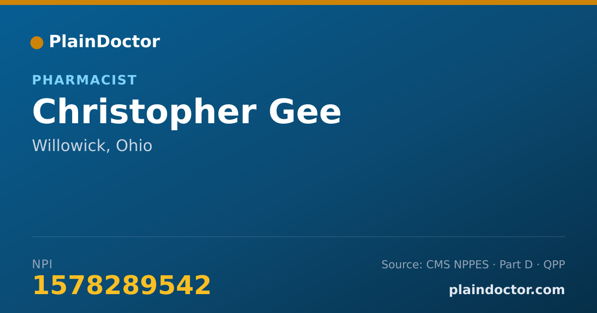 Shareable card for Christopher Gee - Pharmacist, Willowick, OH