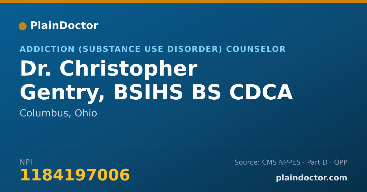 Shareable card for Christopher Gentry, BSIHS BS CDCA NRCMA - Addiction (Substance Use Disorder) Counselor, Columbus, OH