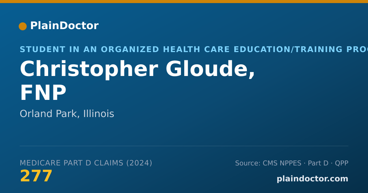 Shareable card for Christopher Gloude, FNP - Student in an Organized Health Care Education/Training Program, Orland Park, IL