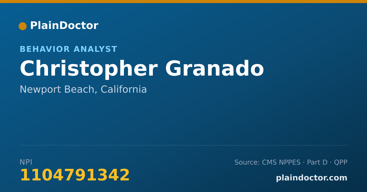Shareable card for Christopher Granado - Behavior Analyst, Newport Beach, CA
