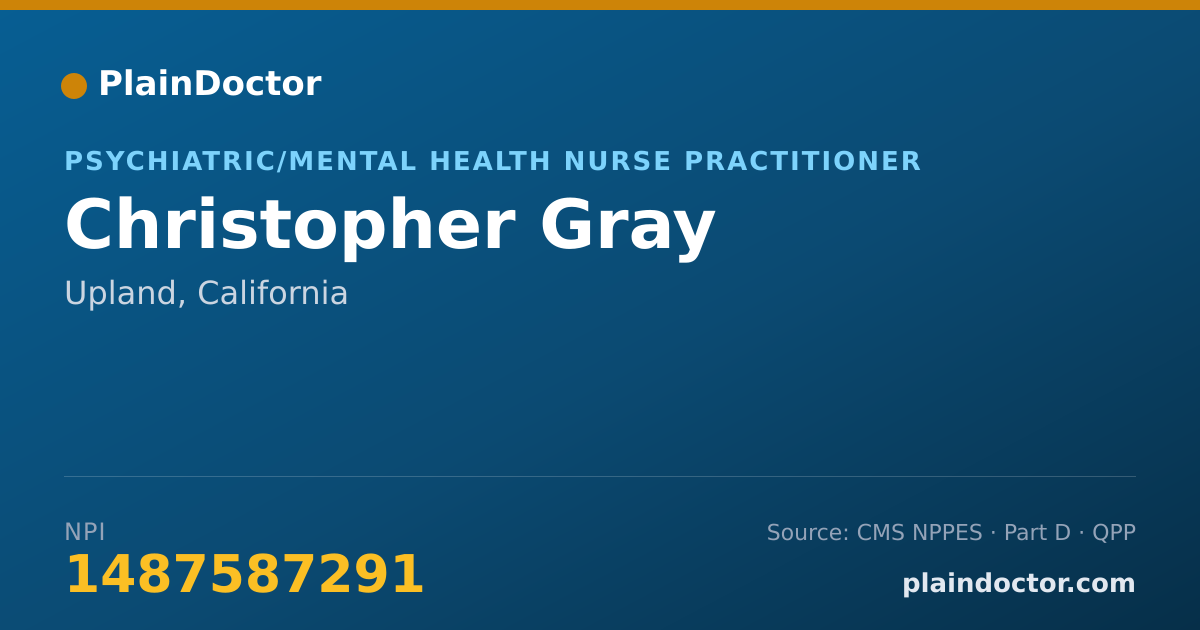 Shareable card for Christopher Gray - Psychiatric/Mental Health Nurse Practitioner, Upland, CA