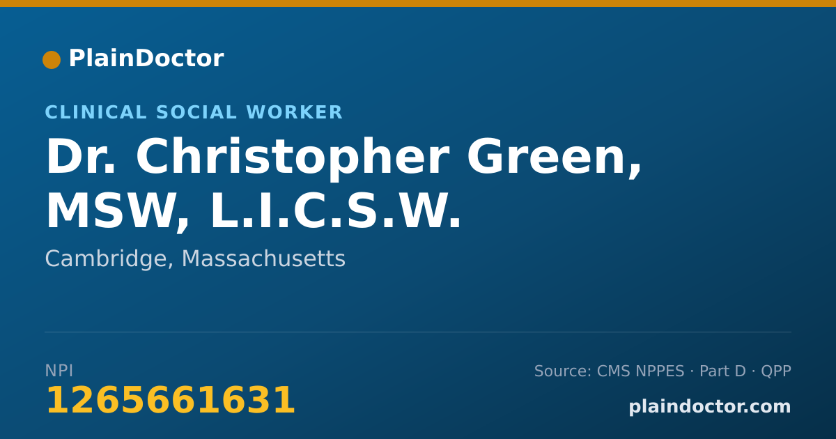 Shareable card for Christopher Green, MSW, L.I.C.S.W. - Clinical Social Worker, Cambridge, MA
