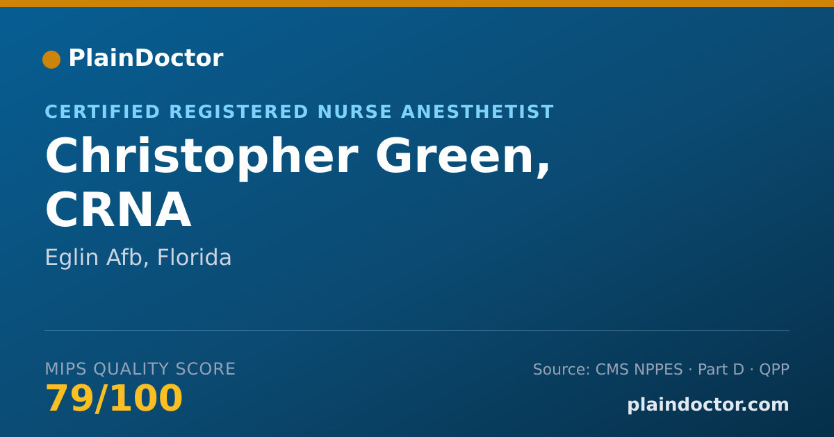 Shareable card for Christopher Green, CRNA - Certified Registered Nurse Anesthetist, Eglin Afb, FL