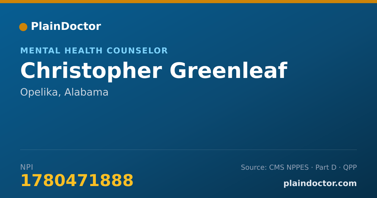 Shareable card for Christopher Greenleaf - Mental Health Counselor, Opelika, AL