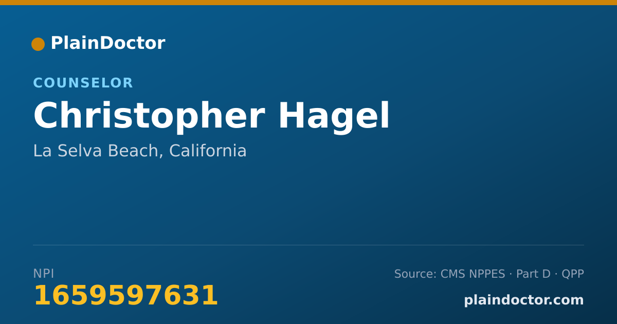 Shareable card for Christopher Hagel - Counselor, La Selva Beach, CA