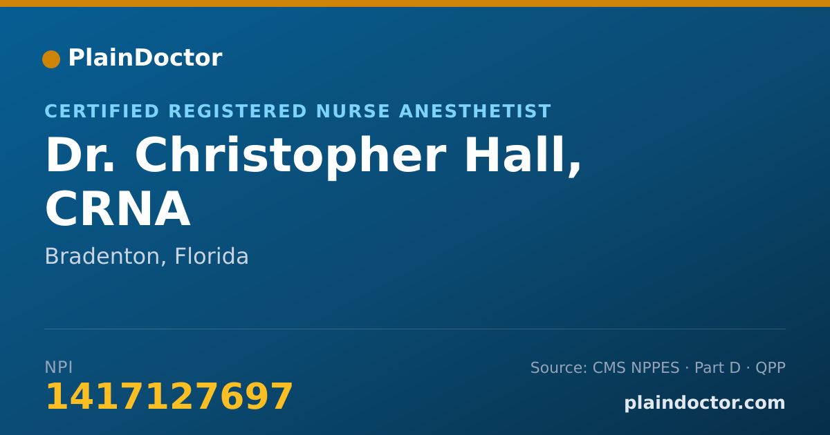 Shareable card for Christopher Hall, CRNA - Certified Registered Nurse Anesthetist, Bradenton, FL
