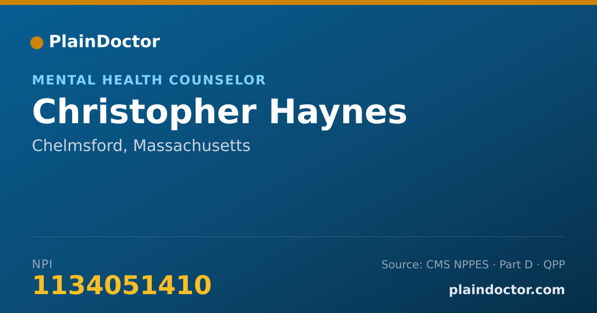 Shareable card for Christopher Haynes - Mental Health Counselor, Chelmsford, MA