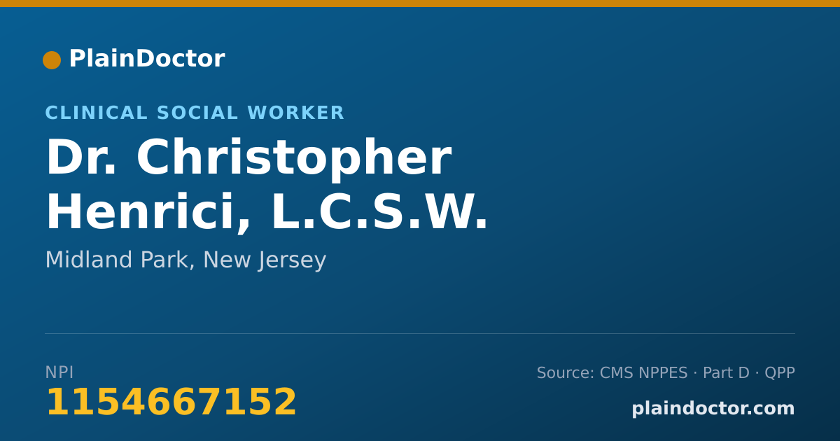 Shareable card for Christopher Henrici, L.C.S.W. - Clinical Social Worker, Midland Park, NJ