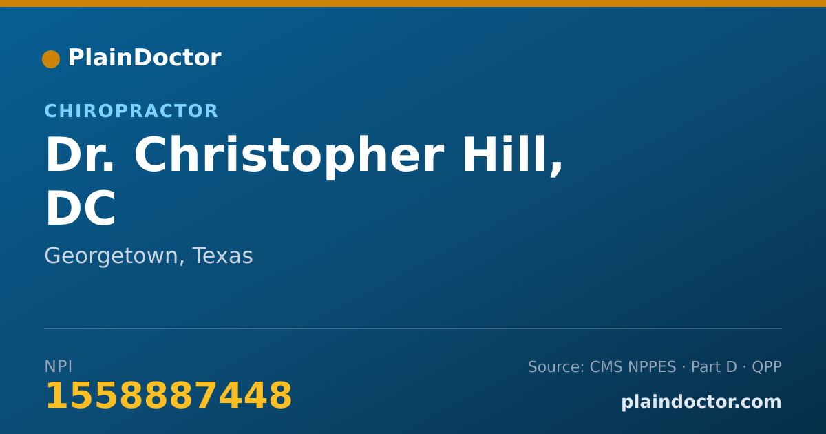 Shareable card for Christopher Hill, DC - Chiropractor, Georgetown, TX