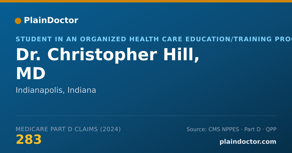 Shareable card for Christopher Hill, MD - Student in an Organized Health Care Education/Training Program, Indianapolis, IN