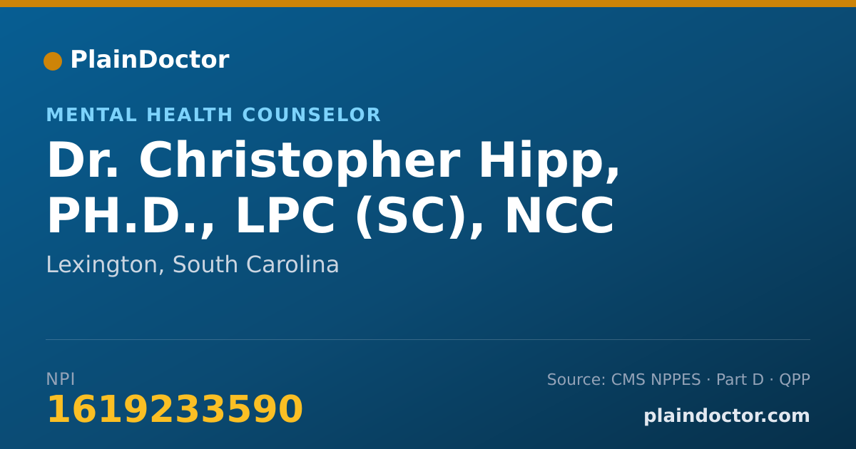 Shareable card for Christopher Hipp, PH.D., LPC (SC), NCC - Mental Health Counselor, Lexington, SC