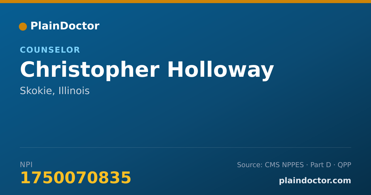 Shareable card for Christopher Holloway - Mental Health Counselor, Skokie, IL