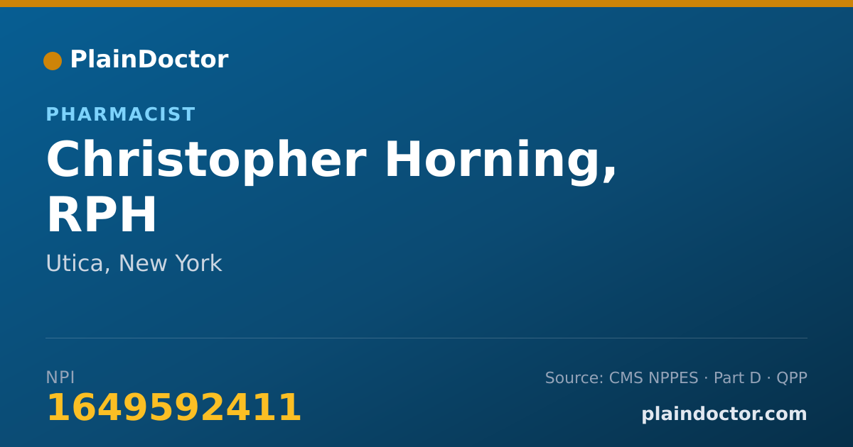 Shareable card for Christopher Horning, RPH - Pharmacist, Utica, NY