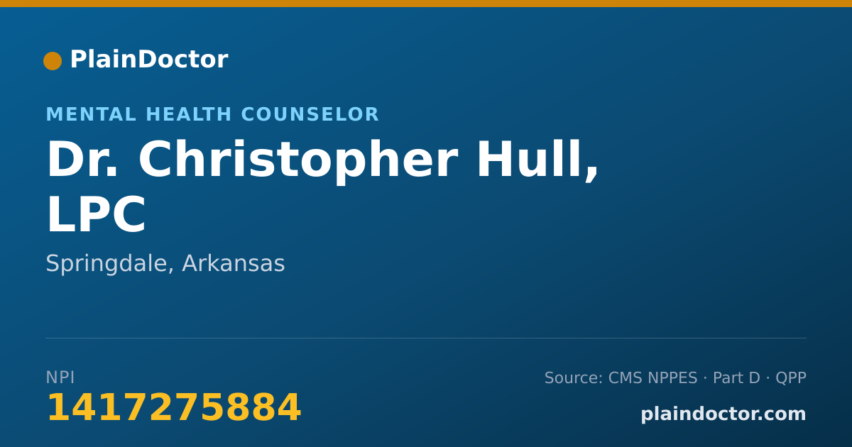 Shareable card for Christopher Hull, LPC - Mental Health Counselor, Springdale, AR