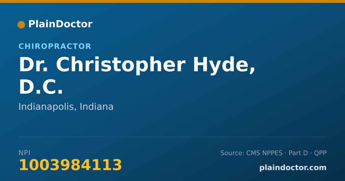 Shareable card for Christopher Hyde, D.C. - Chiropractor, Indianapolis, IN