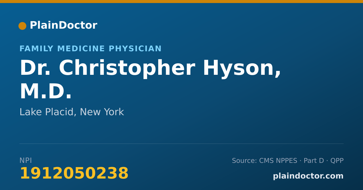 Shareable card for Christopher Hyson, M.D. - Family Medicine Physician, Lake Placid, NY