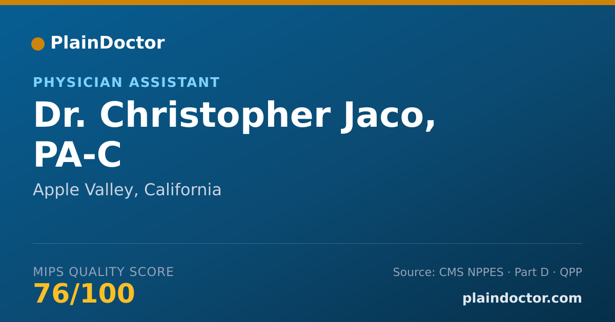 Shareable card for Christopher Jaco, PA-C - Physician Assistant, Apple Valley, CA
