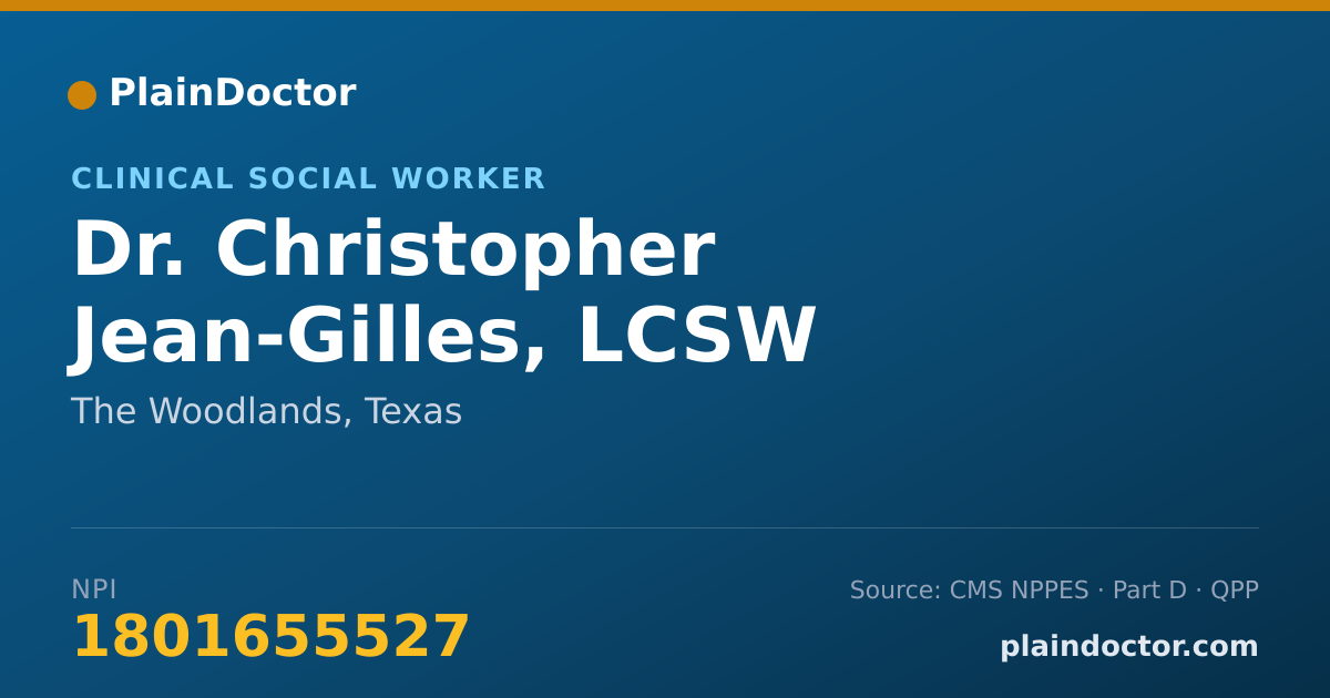 Shareable card for Christopher Jean-Gilles, LCSW - Clinical Social Worker, The Woodlands, TX