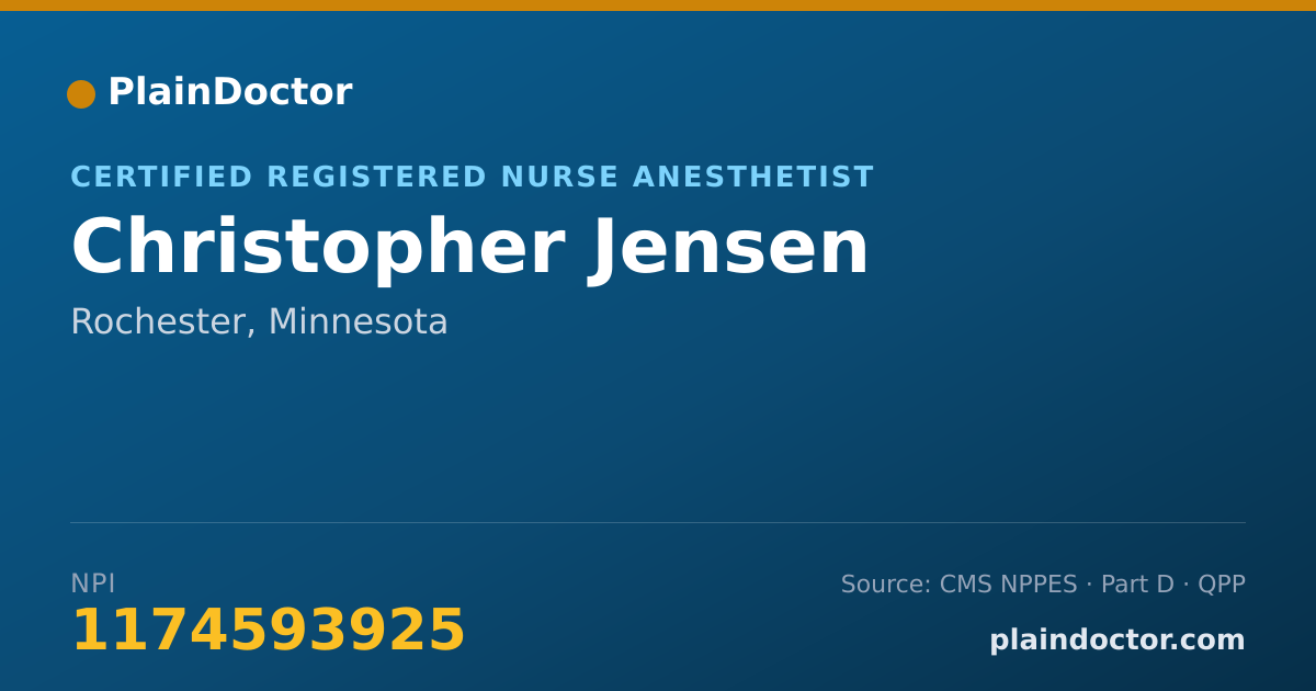 Shareable card for Christopher Jensen - Certified Registered Nurse Anesthetist, Rochester, MN
