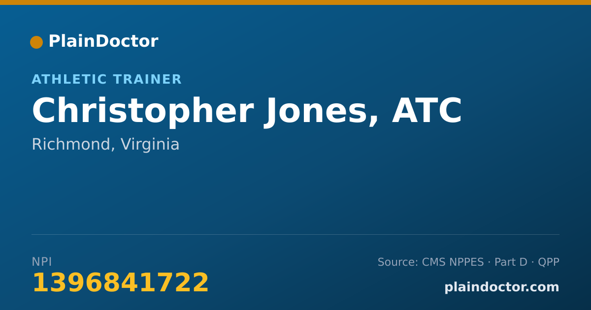 Shareable card for Christopher Jones, ATC - Athletic Trainer, Richmond, VA