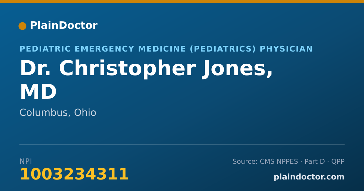 Shareable card for Christopher Jones, MD - Pediatric Emergency Medicine (Pediatrics) Physician, Columbus, OH