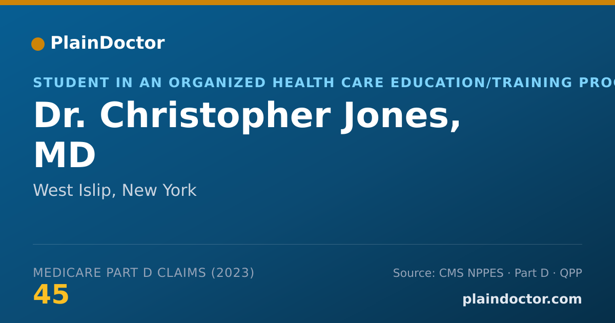 Shareable card for Christopher Jones, MD - Student in an Organized Health Care Education/Training Program, West Islip, NY
