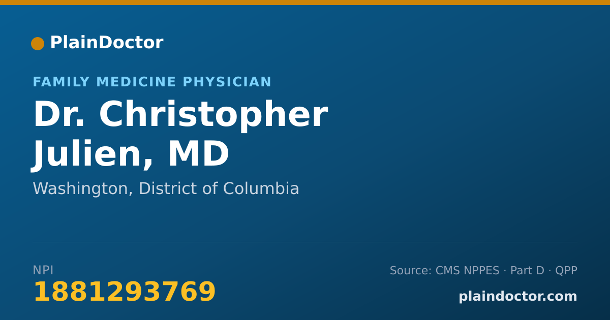 Shareable card for Christopher Julien, MD - Family Medicine Physician, Washington, DC