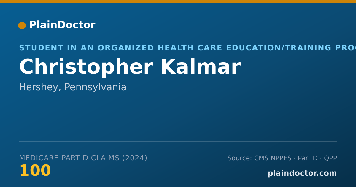 Shareable card for Christopher Kalmar - Student in an Organized Health Care Education/Training Program, Hershey, PA