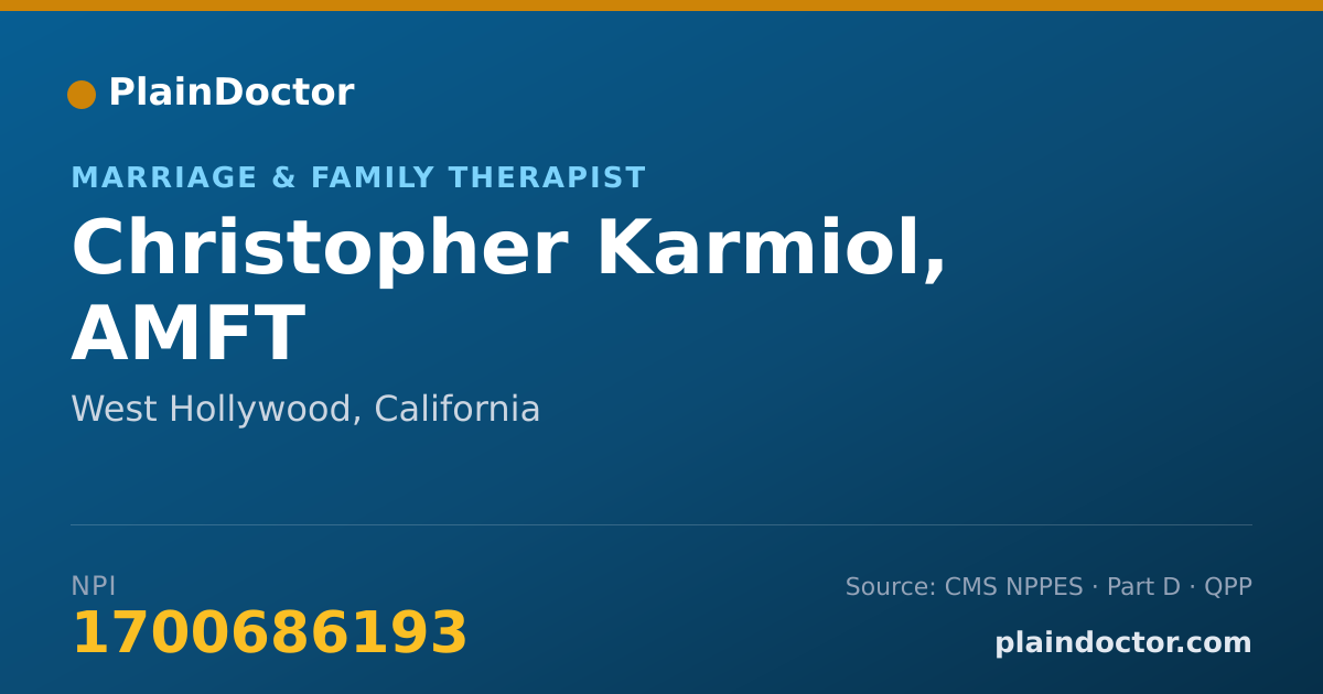 Shareable card for Christopher Karmiol, AMFT - Marriage & Family Therapist, West Hollywood, CA