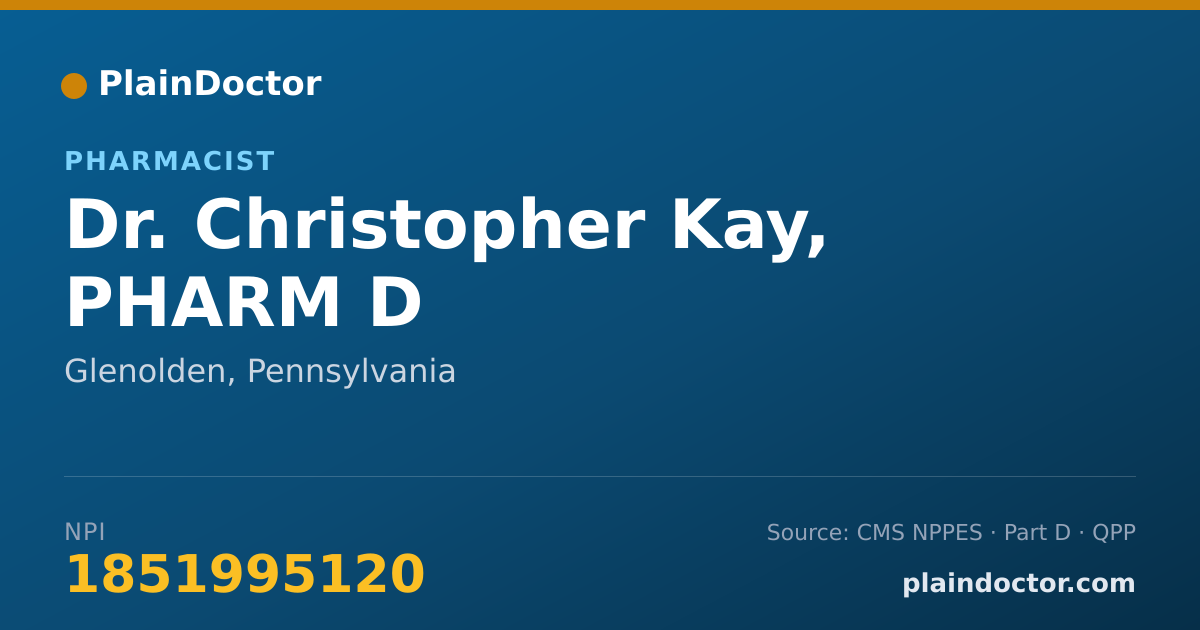 Shareable card for Christopher Kay, PHARM D - Pharmacist, Glenolden, PA