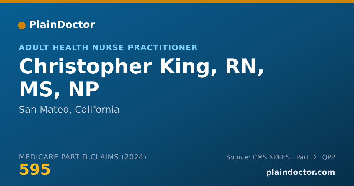 Shareable card for Christopher King, RN, MS, NP - Adult Health Nurse Practitioner, San Mateo, CA