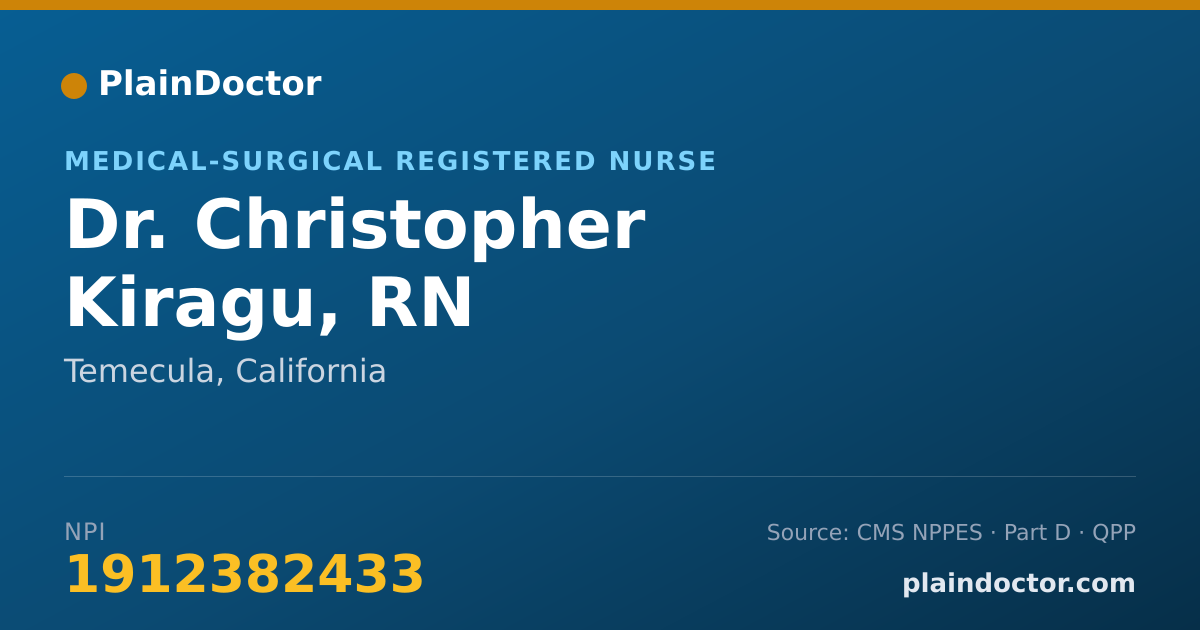 Shareable card for Christopher Kiragu, RN - Medical-Surgical Registered Nurse, Temecula, CA