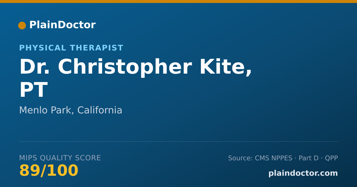 Shareable card for Christopher Kite, PT - Physical Therapist, Menlo Park, CA