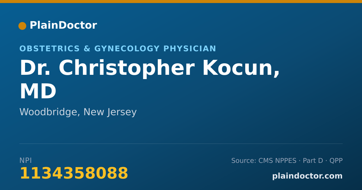Shareable card for Christopher Kocun, MD - Obstetrics & Gynecology Physician, Woodbridge, NJ
