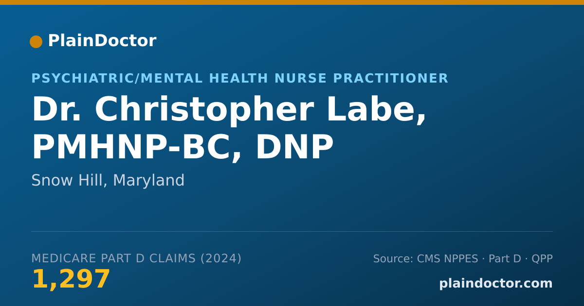 Shareable card for Christopher Labe, PMHNP-BC, DNP - Psychiatric/Mental Health Nurse Practitioner, Snow Hill, MD