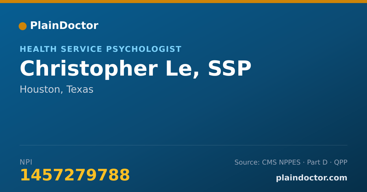 Shareable card for Christopher Le, SSP - Health Service Psychologist, Houston, TX