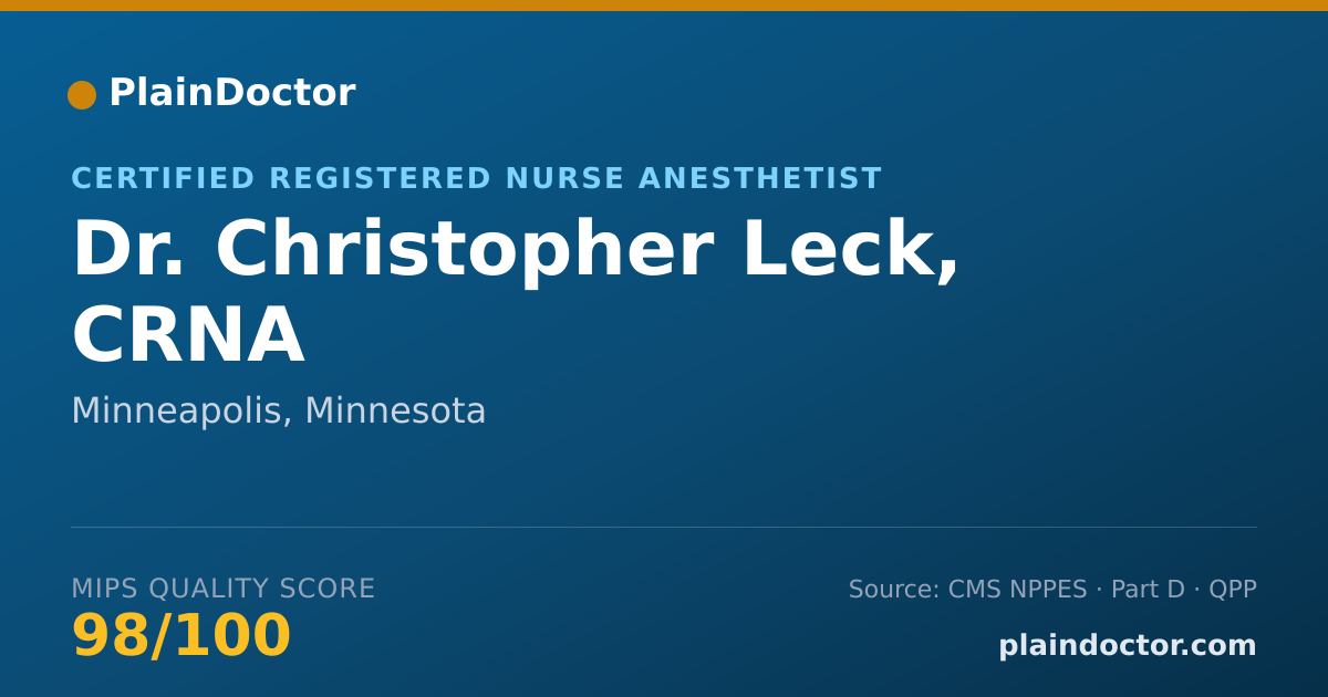 Shareable card for Christopher Leck, CRNA - Certified Registered Nurse Anesthetist, Minneapolis, MN