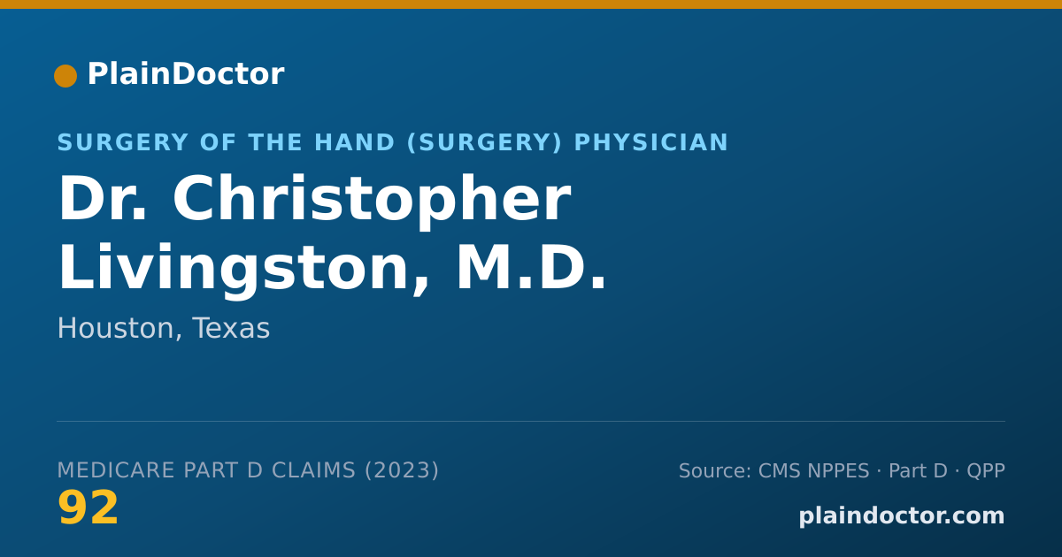 Shareable card for Christopher Livingston, M.D. - Surgery of the Hand (Surgery) Physician, Houston, TX