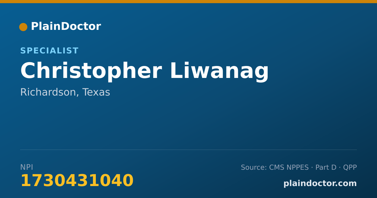Shareable card for Christopher Liwanag - Specialist, Richardson, TX