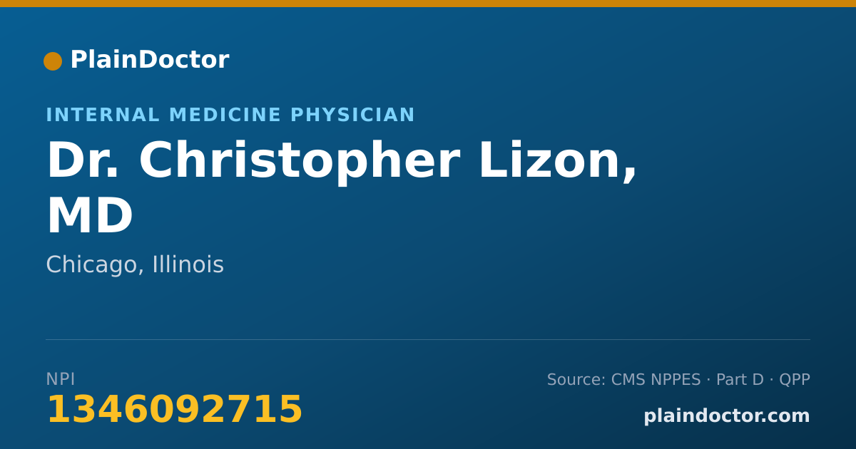 Shareable card for Christopher Lizon, MD - Internal Medicine Physician, Chicago, IL
