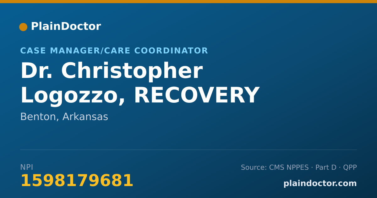 Shareable card for Christopher Logozzo, RECOVERY ASSISTANT - Case Manager/Care Coordinator, Benton, AR