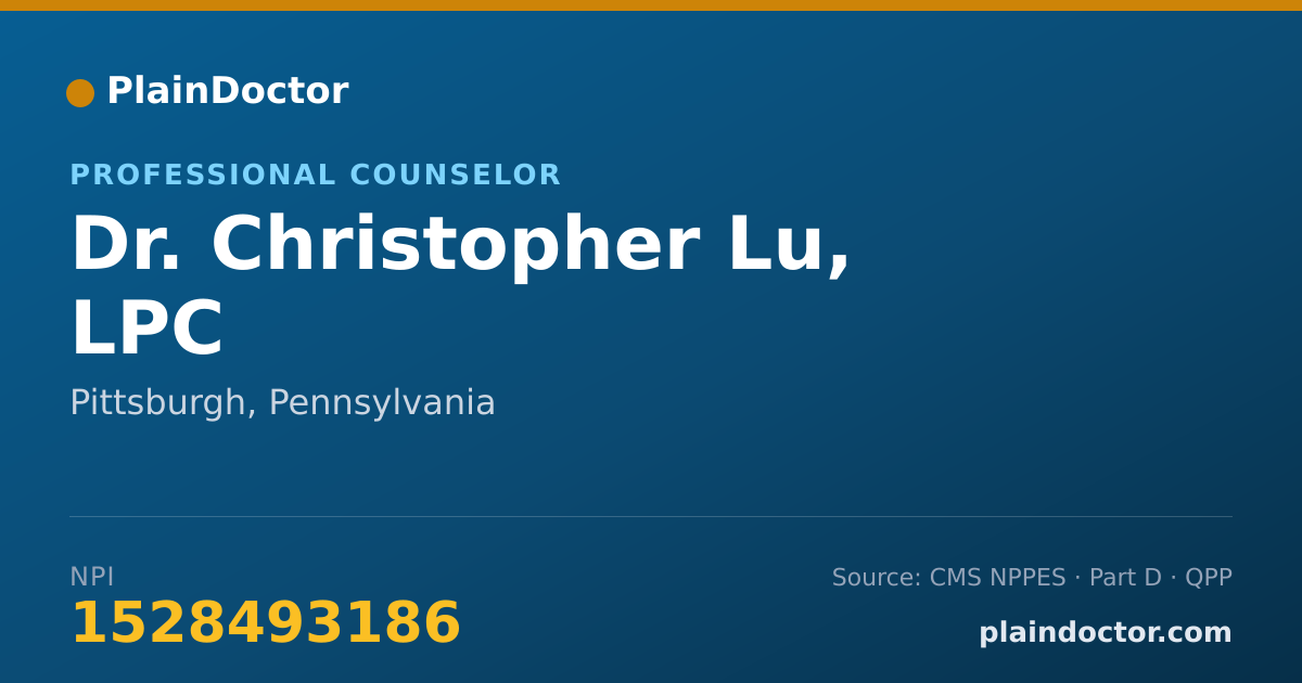 Shareable card for Christopher Lu, LPC - Professional Counselor, Pittsburgh, PA