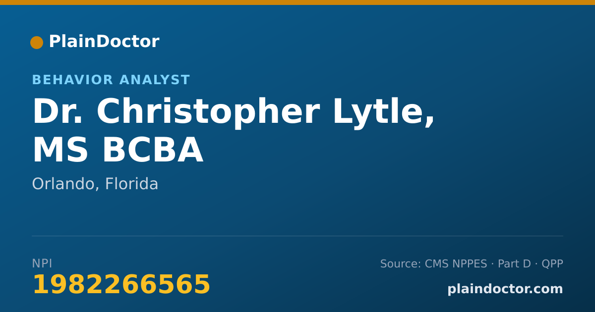 Shareable card for Christopher Lytle, MS BCBA - Behavior Analyst, Orlando, FL