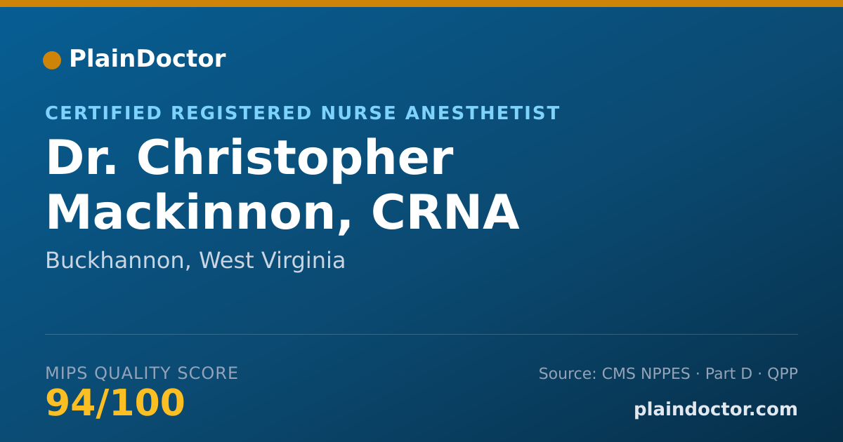 Shareable card for Christopher Mackinnon, CRNA - Certified Registered Nurse Anesthetist, Buckhannon, WV