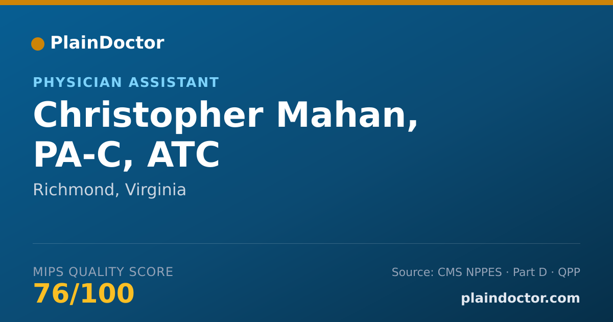 Shareable card for Christopher Mahan, PA-C, ATC - Athletic Trainer, Richmond, VA